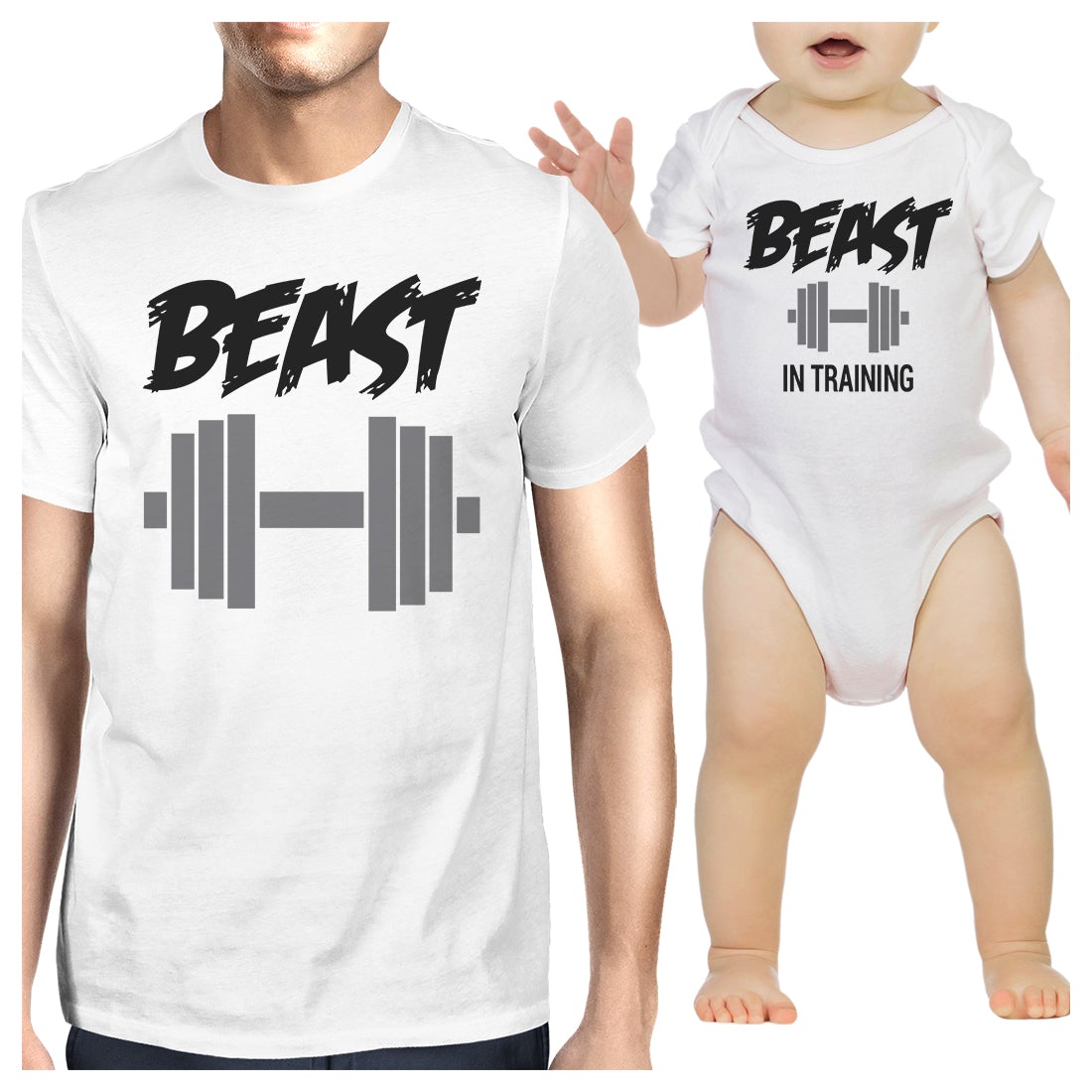 Beast In Training Dad and Baby Matching Outfits Gifts For Husband White
