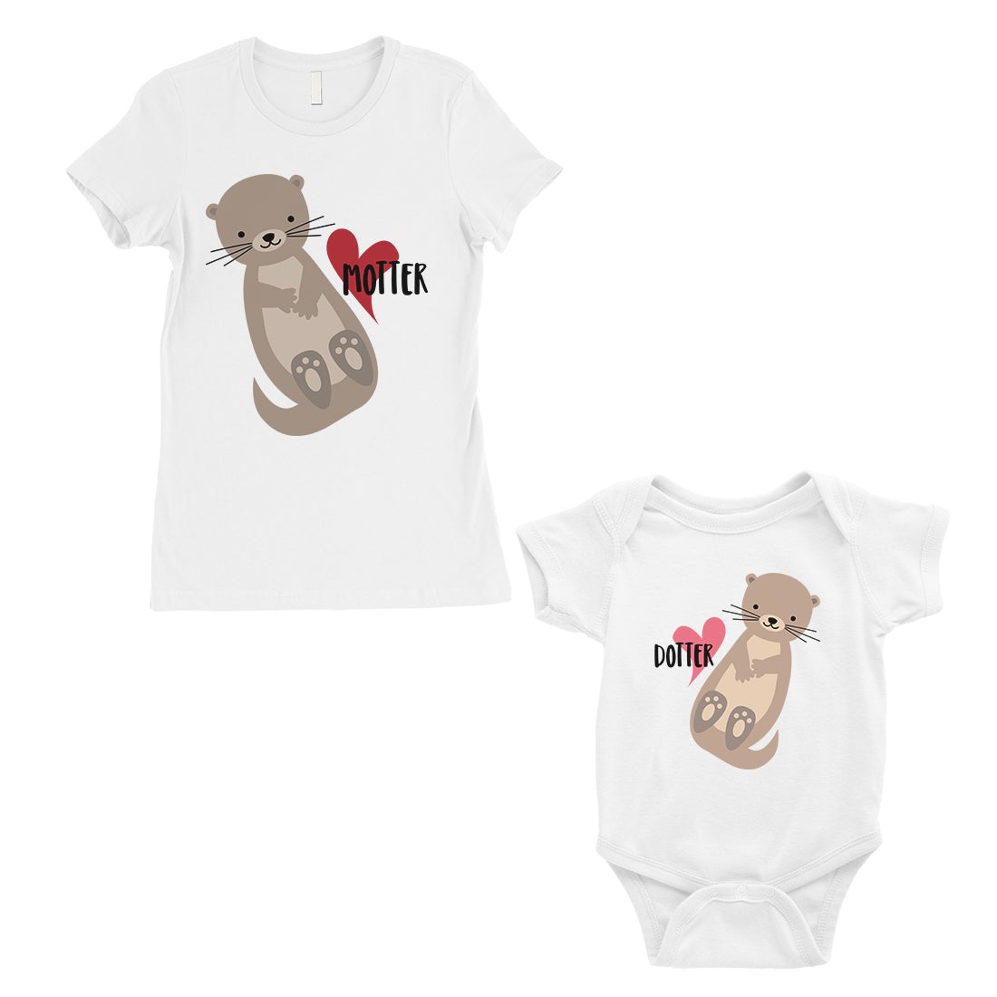 Motter Dotter Mom and Baby Matching Gift Shirts White