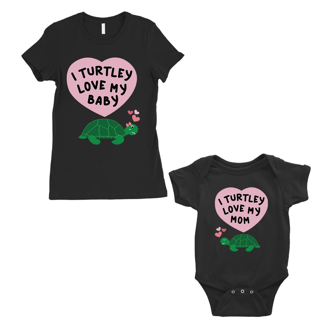 Turtley Love Baby Mom Mom and Baby Matching Gift Shirts For Moms Black