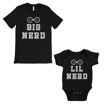 Big Nerd Lil Nerd Dad and Baby Matching Outfits Black