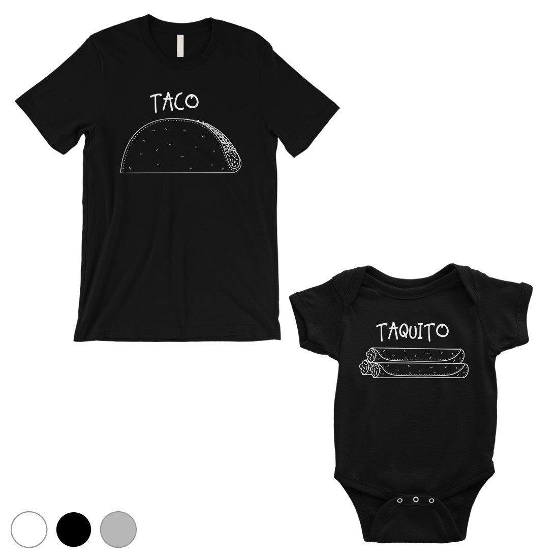 Taco Taquito Dad and Baby Matching Outfits Black