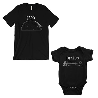 Taco Taquito Dad and Baby Matching Outfits Black