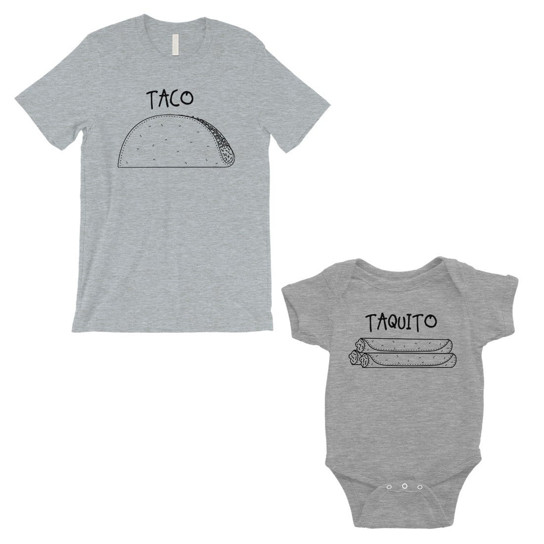 Taco Taquito Dad and Baby Matching Outfits Grey