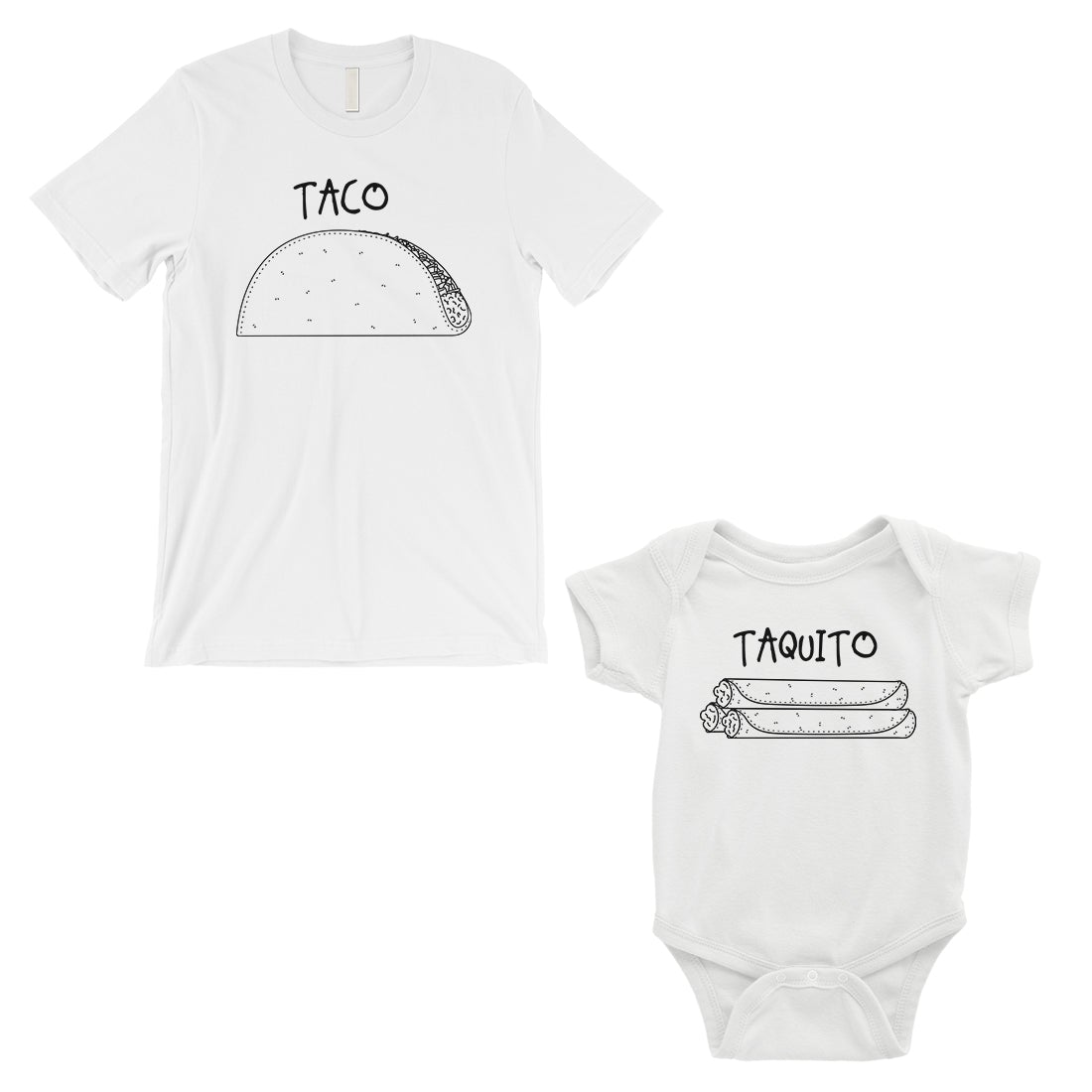 Taco Taquito Dad and Baby Matching Outfits White