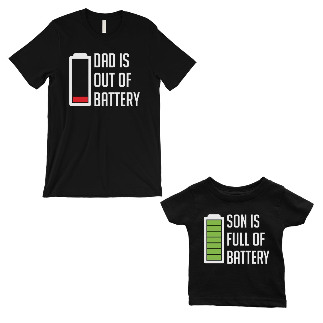 Dad And Son Battery Dad and Baby Matching Gift T-Shirts Black
