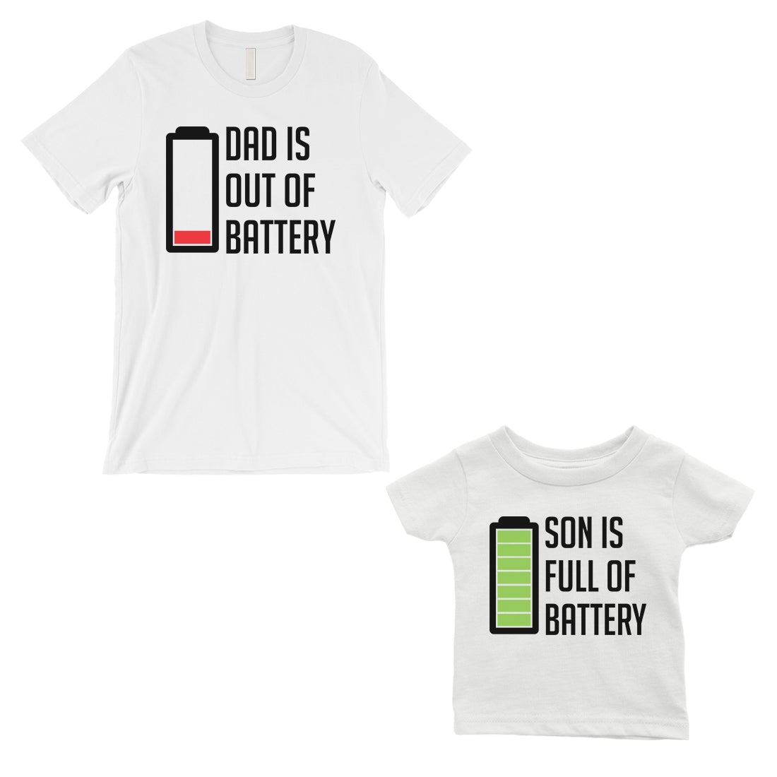 Dad And Son Battery Dad and Baby Matching Gift T-Shirts White