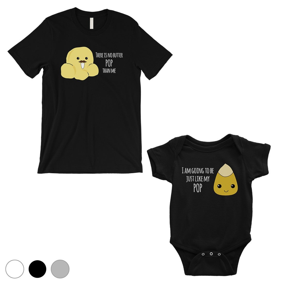 Butter Pop Like Pop Dad and Baby Matching Outfits Black