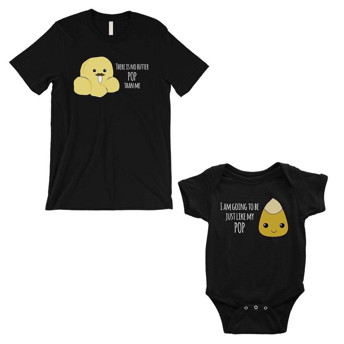 Butter Pop Like Pop Dad and Baby Matching Outfits Black