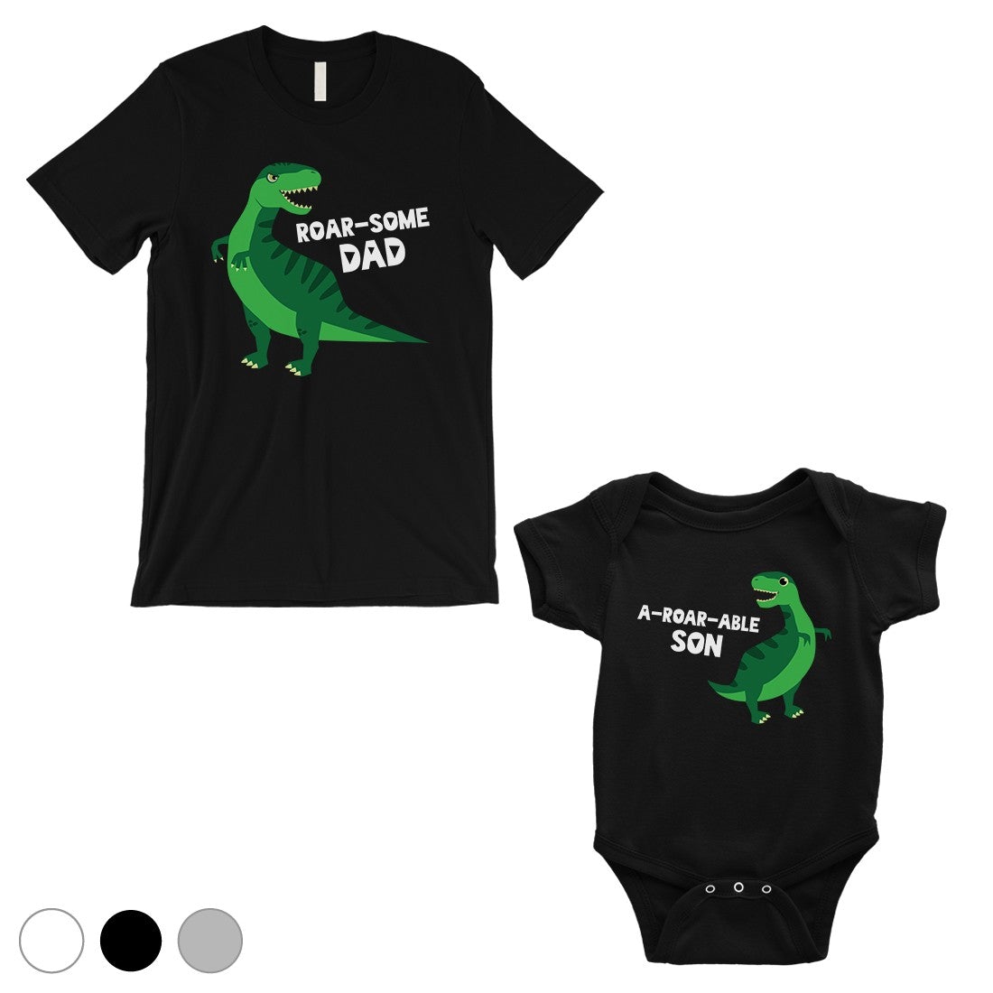 Roarsome Aroarable Dino Dad and Baby Matching Outfits Black