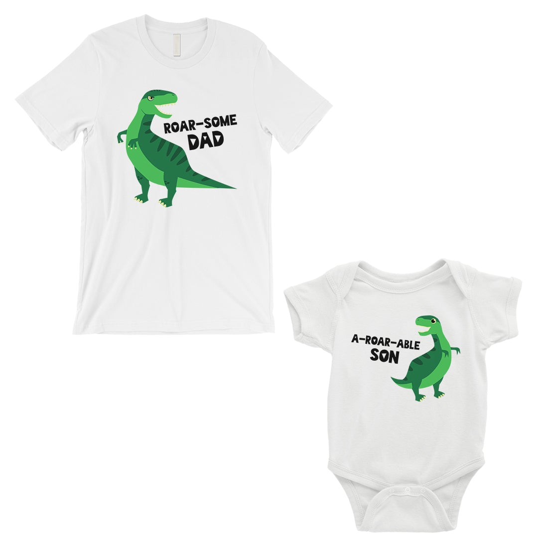 Roarsome Aroarable Dino Dad and Baby Matching Outfits White