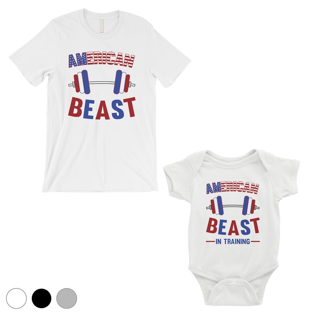 American Beast Training Dad and Baby Matching Outfits White