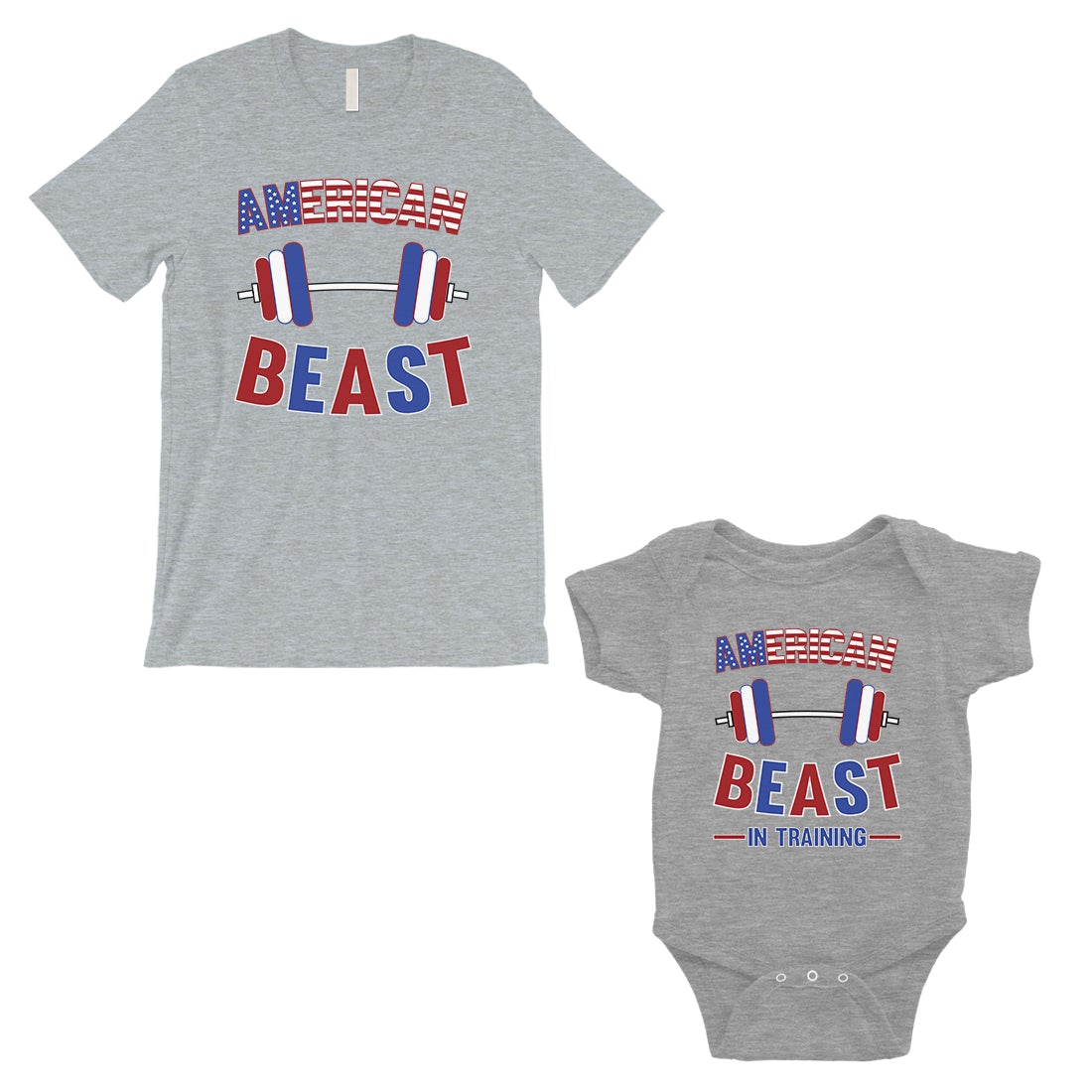 American Beast Training Dad and Baby Matching Outfits Gray