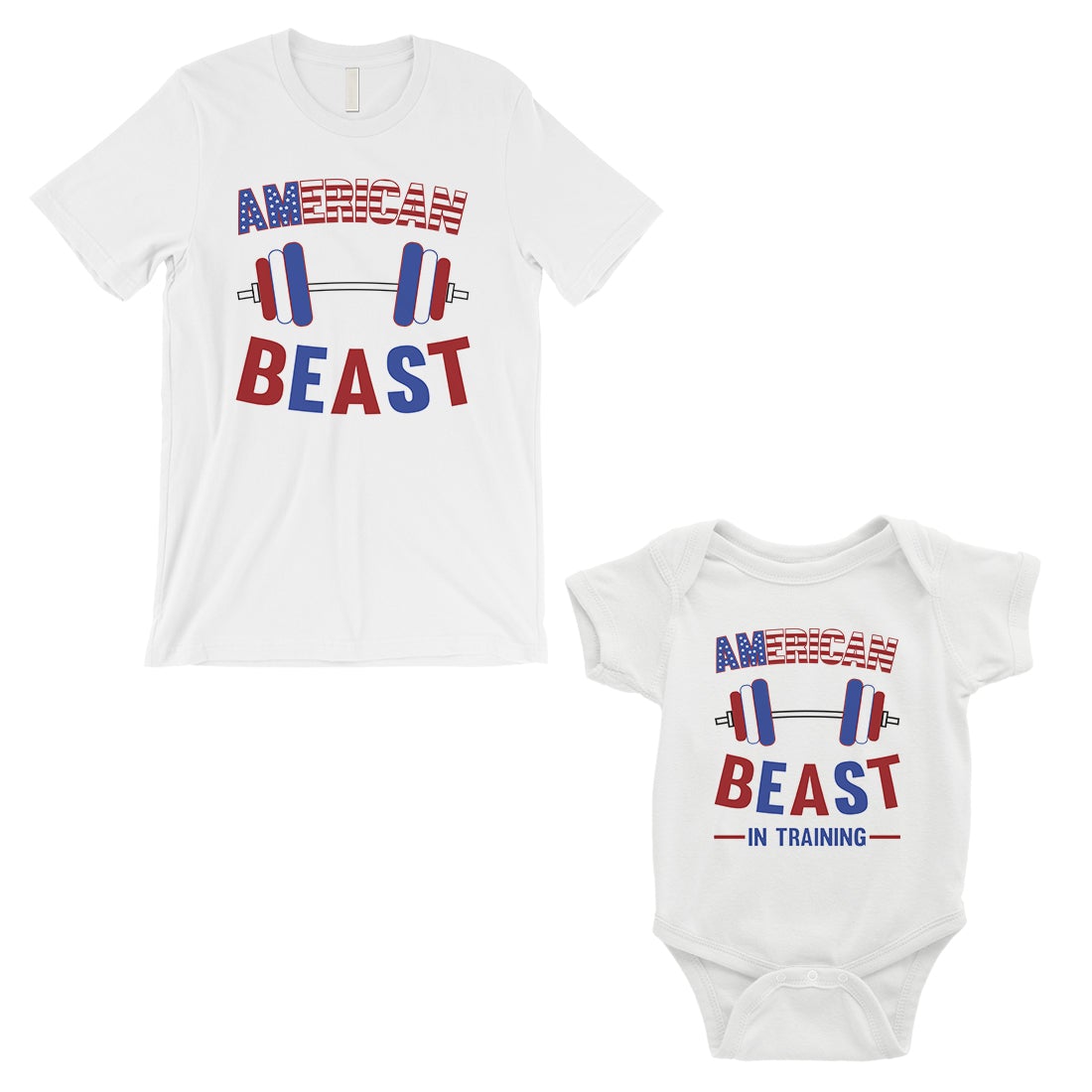 American Beast Training Dad and Baby Matching Outfits White