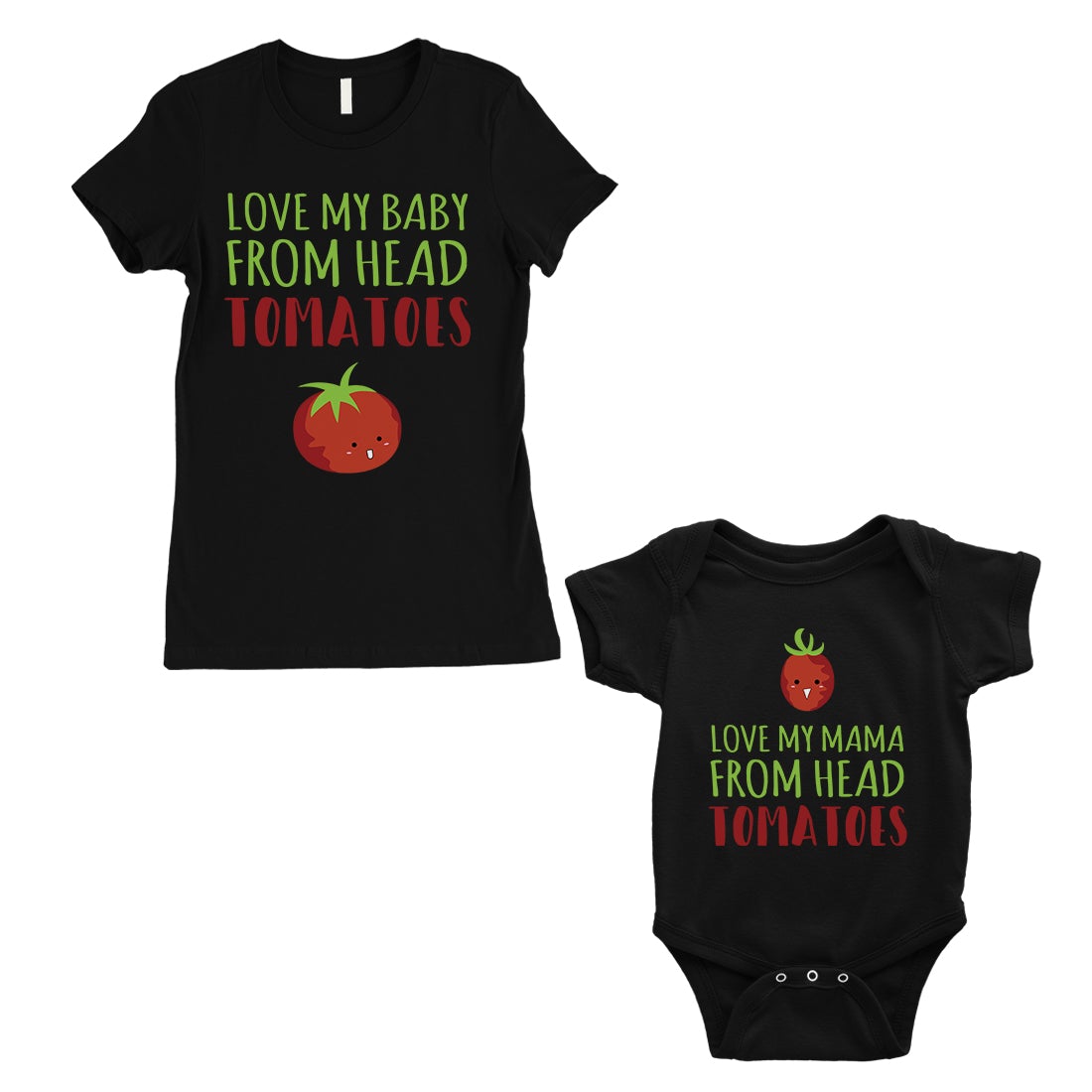 Love From Head Tomatoes Mom and Baby Matching Gift T-Shirts Black