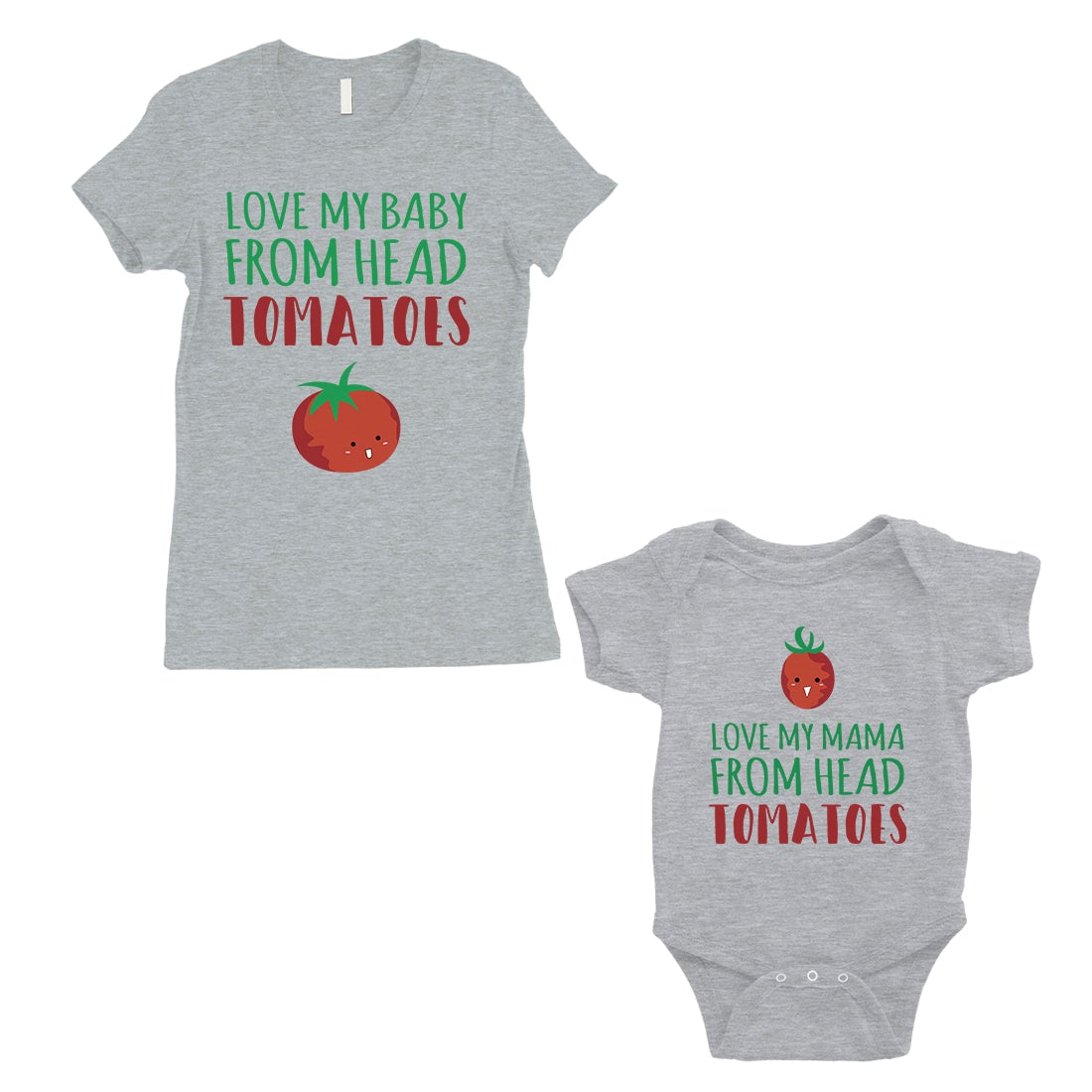 Love From Head Tomatoes Mom and Baby Matching Gift T-Shirts Gray