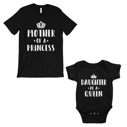 Queen Of Princess Matching T-Shirts Black First Mother's Day Gift