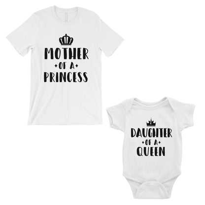 Queen Of Princess Mom Baby Matching T-Shirts White Mothers Day Gifts
