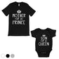 Queen Of Prince Mom Baby Matching T-Shirts Black Mothers Day Gifts