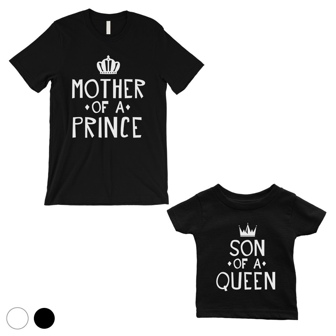 Queen Of Prince Mom Baby Matching T-Shirts White Mothers Day Gift Black