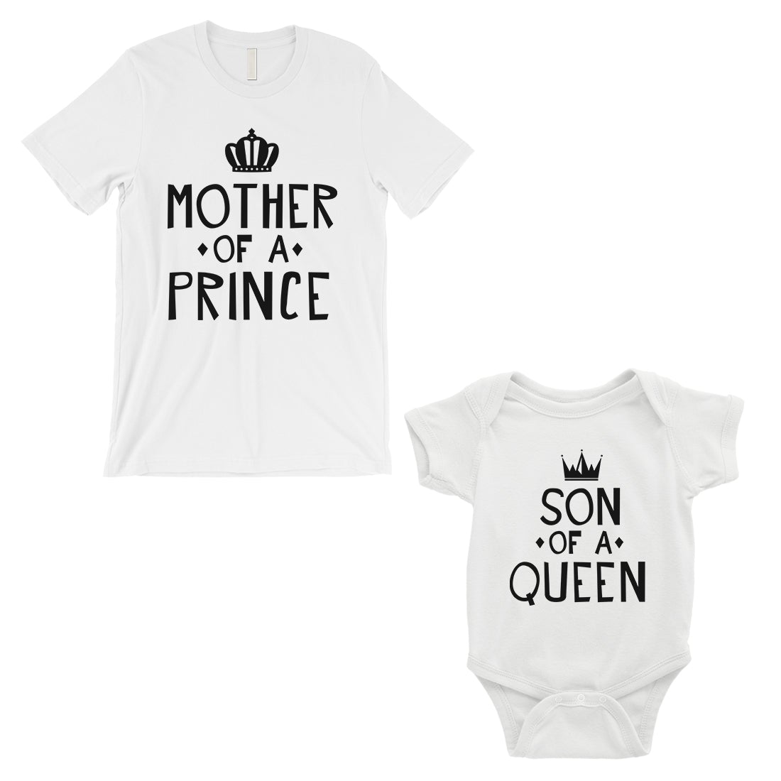 Queen Of Prince Mom Baby Matching T-Shirts White Mothers Day Gifts
