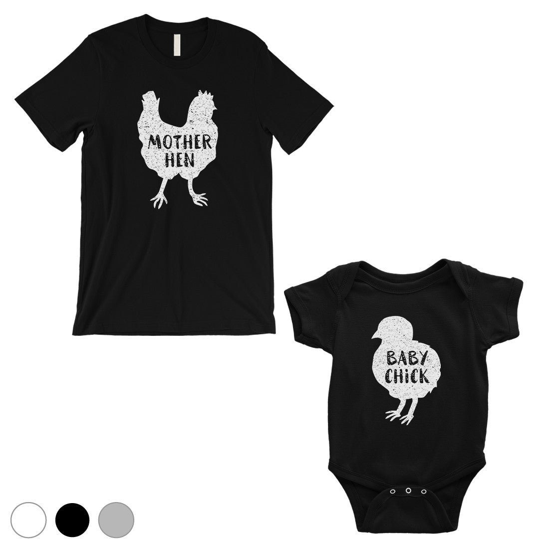 Mother Hen Baby Chick Matching T-Shirts Black Cute Mother's Day Gift