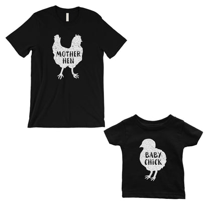 Mother Hen Baby Chick Matching T-Shirts Black For Mother's Day Gift