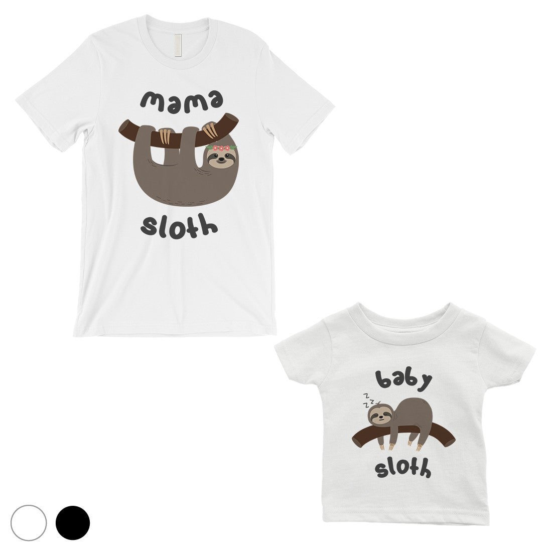 Mama Baby Sloth Mom Baby Matching T-Shirts White First Mother's Day