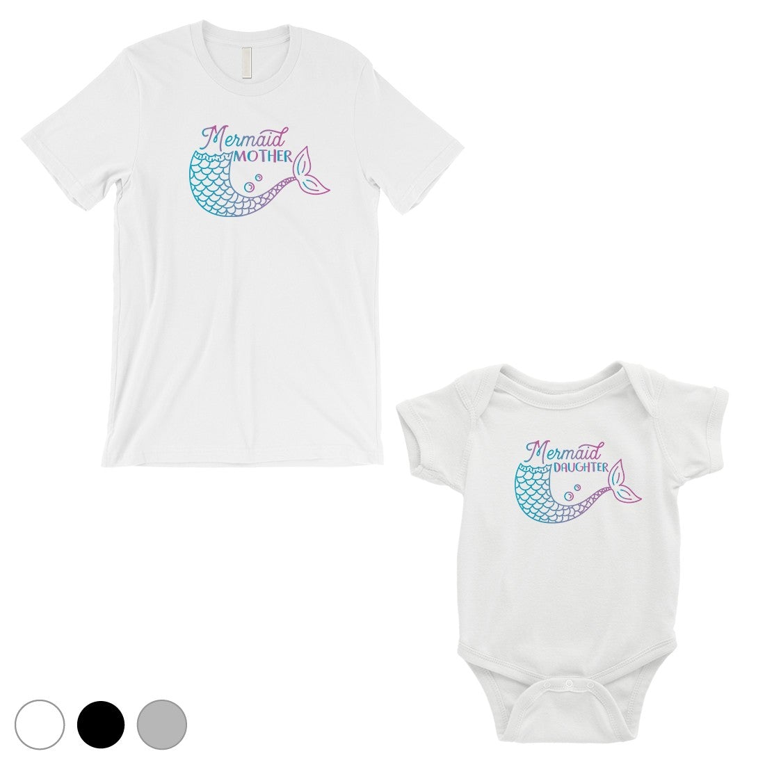 Mermaid Mother Daughter Matching Shirts White For Baby Shower Gift