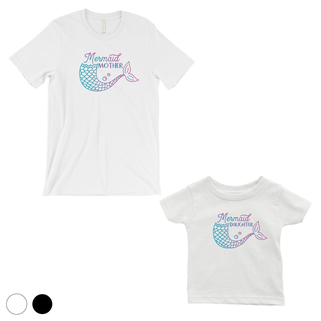 Mermaid Mother Daughter Matching T-Shirts White Mother's Day Gift