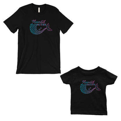 Mermaid Mother Daughter Matching T-Shirts Black Baby Shower Gift