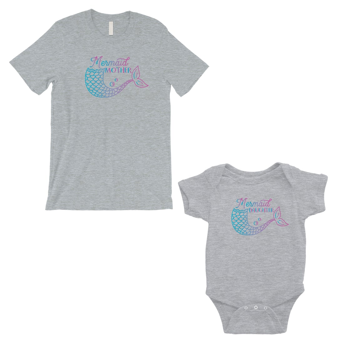 Mermaid Mother Daughter Matching Shirts Grey First Mothers Day Gift