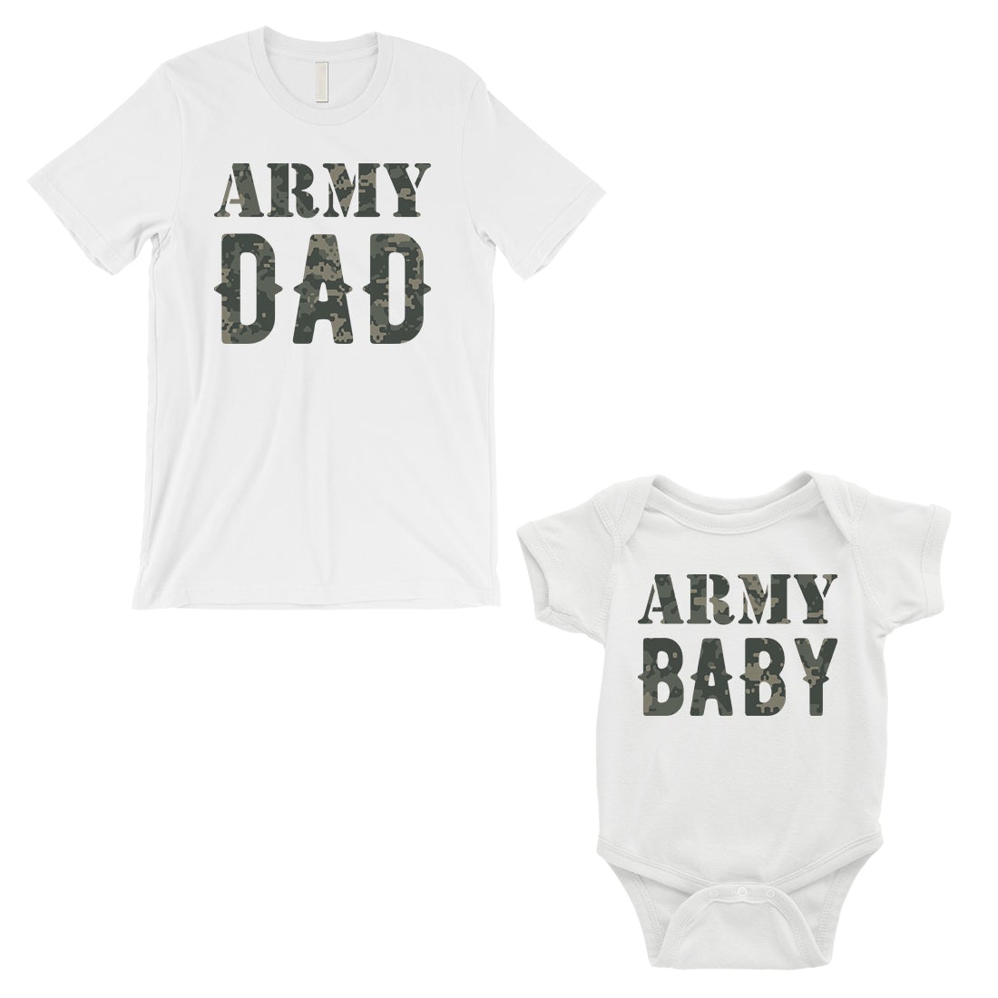 Army Dad Army Baby Dad and Baby Matching Outfits Father's Day Gift White
