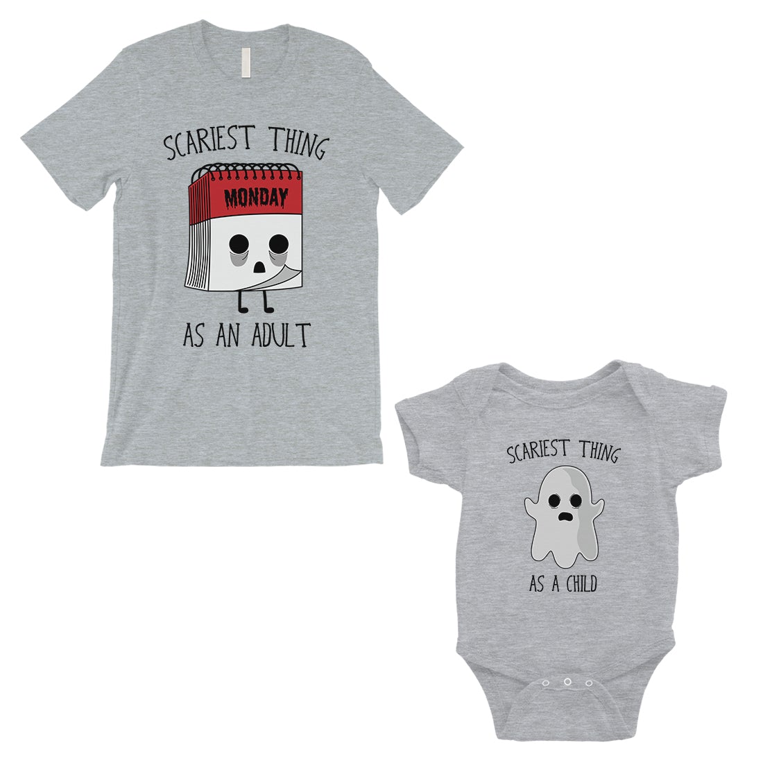 Scariest As Adult Child Matching Dad Shirt and Baby Bodysuit Gray