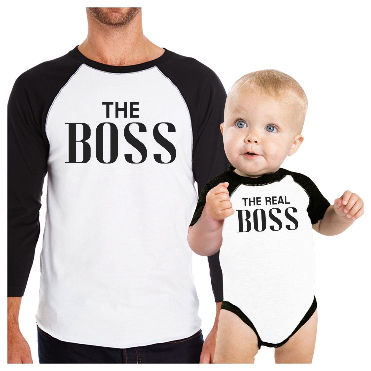 The Real Boss 3/4 Sleeve Baseball T-Shirt Funny Fathers Day Gifts - 365 In Love
