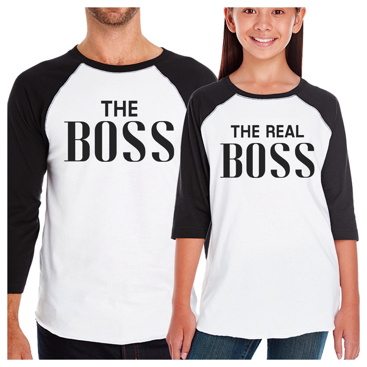 The Real Boss 3/4 Sleeve Raglan T-Shirt Funny Fathers Day Gift Idea - 365 In Love