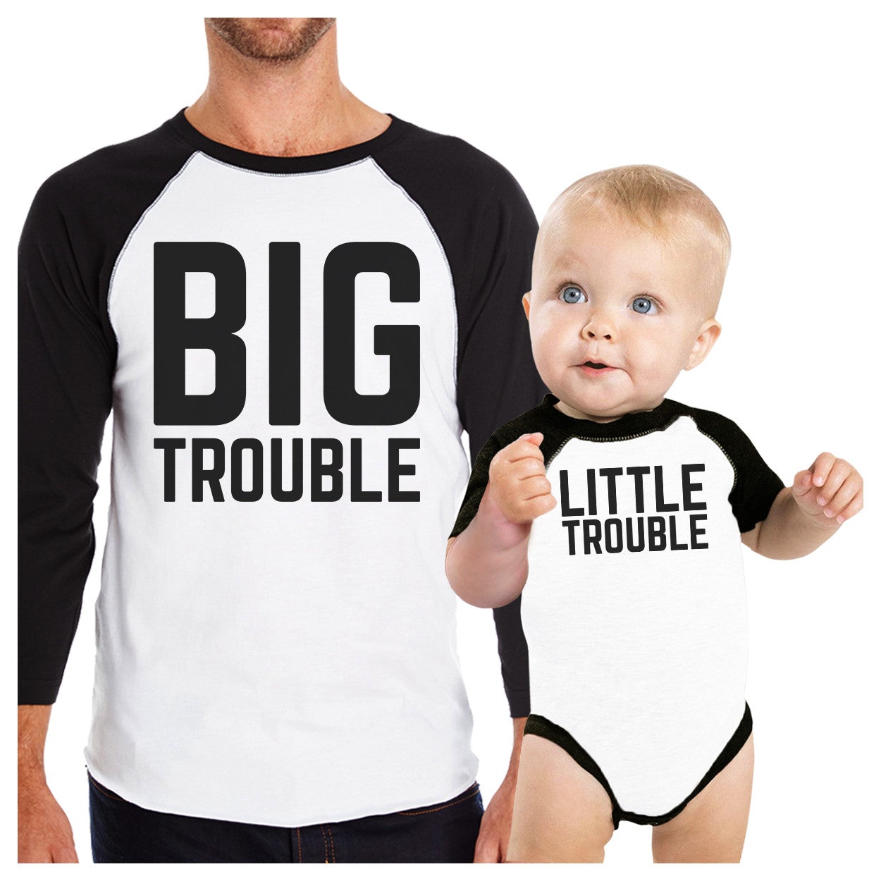 Big Trouble Little Trouble Dad And Son Matching Baseball Tee Cotton - 365 In Love
