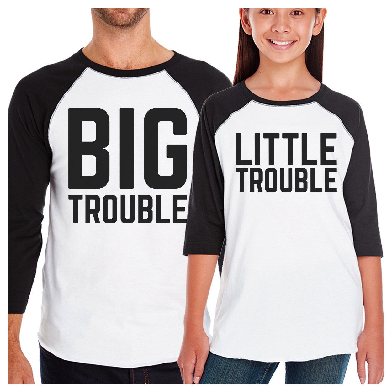 Big Trouble Little Trouble Dad And Baby Baseball Tee New Dad Gifts - 365 In Love