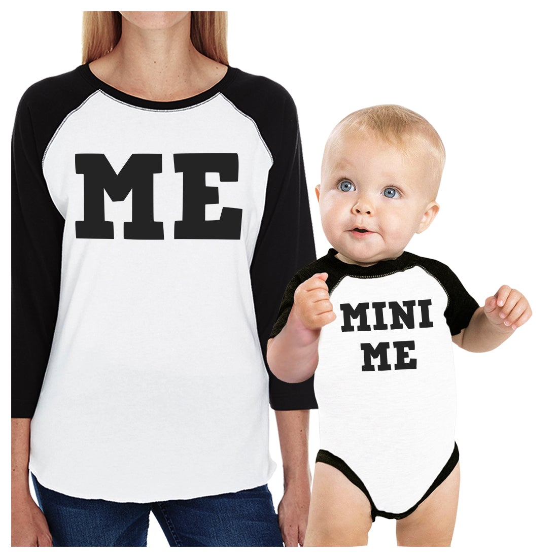 Mini Me Mom and Baby Matching Baseball Shirts 1st Mothers Day Gift Black and White
