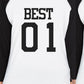 Best01 Friends02 Best Friend Matching Baseball Jerseys Women Raglan White and Black