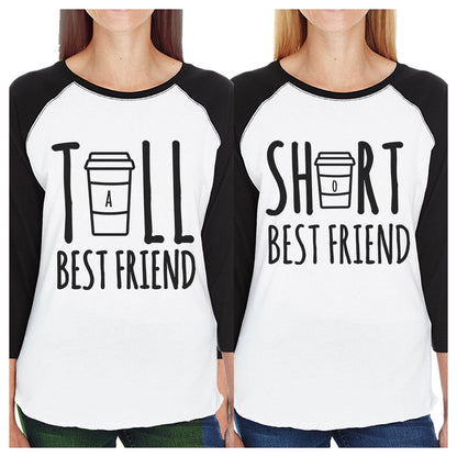 Tall Short Cup BFF Gift Matching Baseball Jerseys For Womens Raglan Black and White