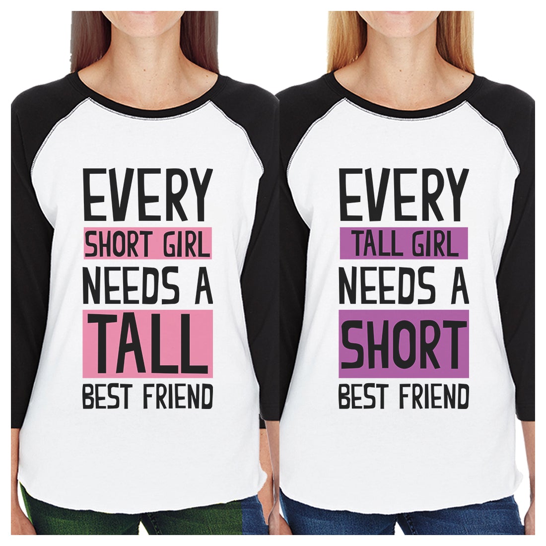 Tall Short Friend Sister Matching Baseball Jerseys Teen Girl Gifts Black and White