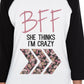 BFF Floral Crazy Small Dog and Mom Matching Outfits Raglan Tees White and Black