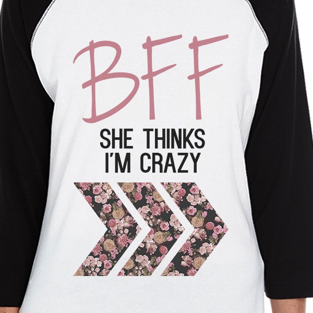 BFF Floral Crazy Small Dog and Mom Matching Outfits Raglan Tees White and Black