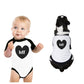 Bff Hearts Baby and Pet Matching Black And White Baseball Shirts