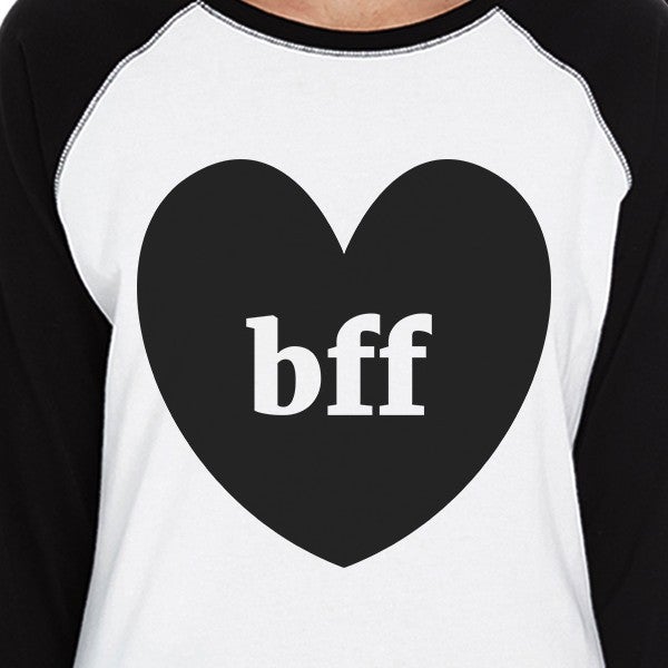 Bff Heart BFF Matching Black And White Baseball Shirts