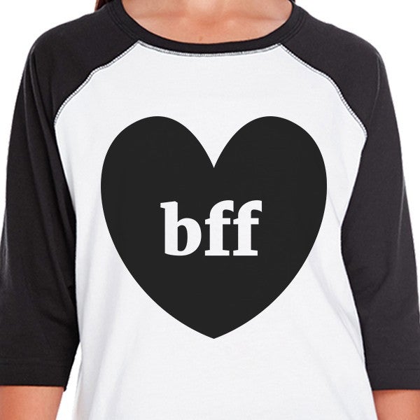 Bff Heart Kid and Pet Matching Black And White Baseball Shirts