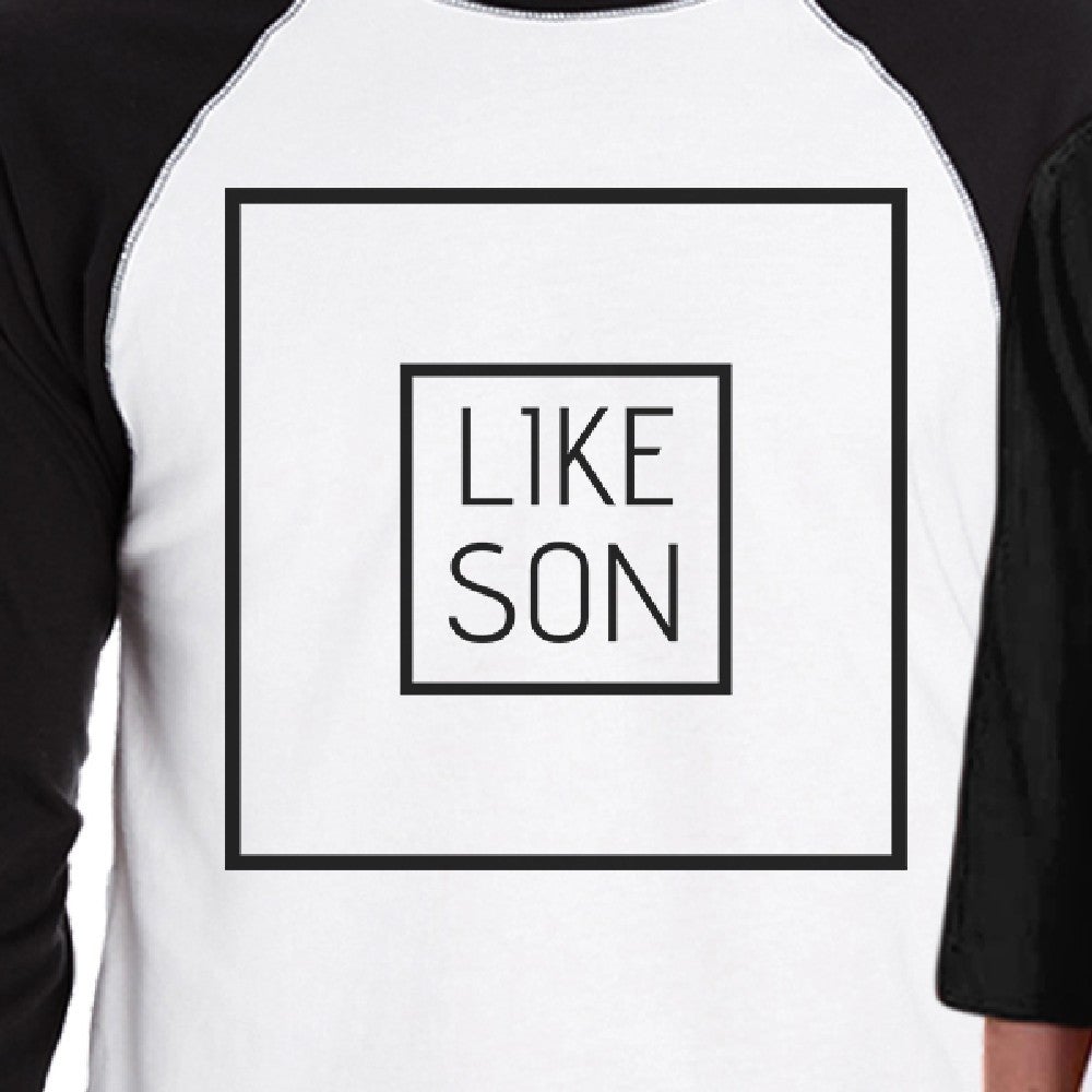 Like Son Like Dad Dad and Kid Matching Black And White Baseball Shirts