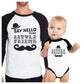 Say Hello To My Little Friend Mustache Dad and Baby Matching Black And White Baseball Shirts