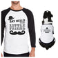 Say Hello To My Little Friend Mustache Owner and Pet Matching Black And White Baseball Shirts