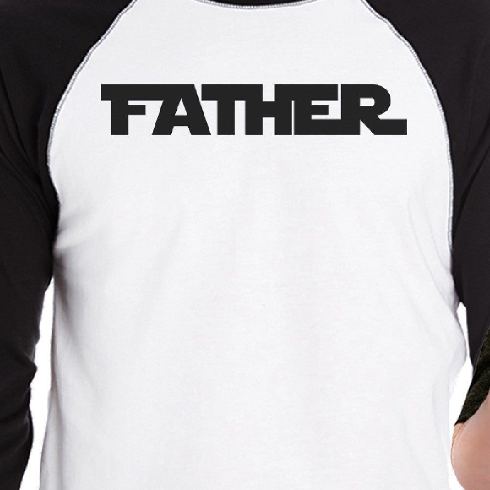 Father Son Star Battle Theme Dad and Baby Matching Black And White Baseball Shirts